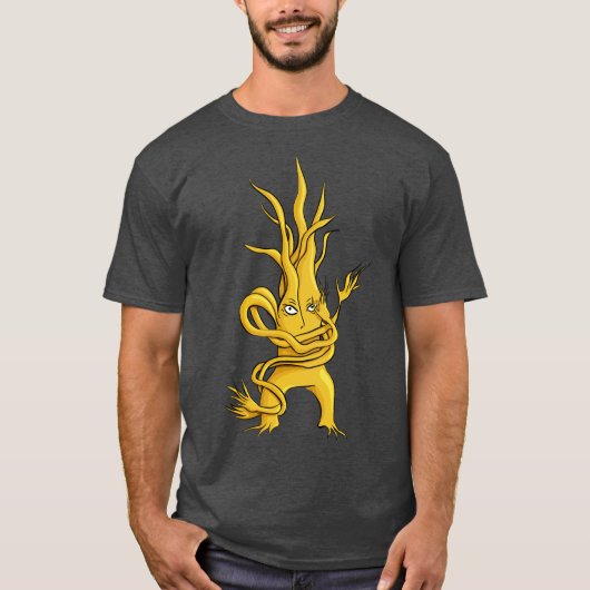 Creepy Tree Character met tangled Branch Yellow T-shirt (Voorkant)