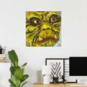 Creepy Turtle Monster Black Outline Cartoon Poster (Thuiskantoor)