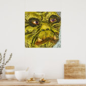 Creepy Turtle Monster Black Outline Cartoon Poster (Keuken)
