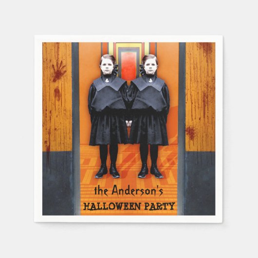 Creepy Twins Halloween Horror Gepersonaliseerde Pa Servet (Voorkant)