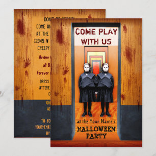 Creepy Twins Halloween Party Bloody Horror Kaart