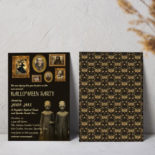 Creepy Twins  Oddities Halloween Party Kaart