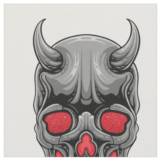 Creepy Ugly Devil Skull Stof (Close Up)