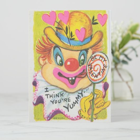 Creepy  Valentijn's Day Clown Feestdagenkaart (Staand voorkant)