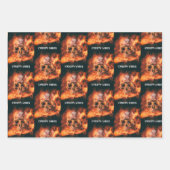 Creepy Vibes. Flaming skull in space Inpakpapier Vel (Voorkant 3)