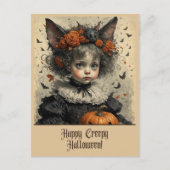 Creepy Victoriaans Meisje Halloween Briefkaart Gro (Voorkant)