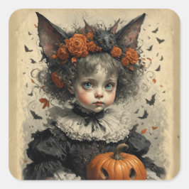 Creepy Victoriaans Meisje Halloween Vierkante Sticker