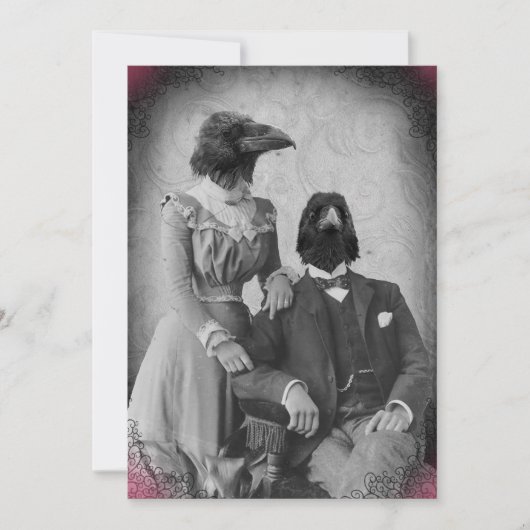 Creepy Victoriaans Raven Family Halloween Party Kaart (Voorkant)