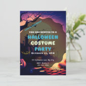 Creepy Village Jack-O' Lanterns  Halloween Kaart (Staand voorkant)