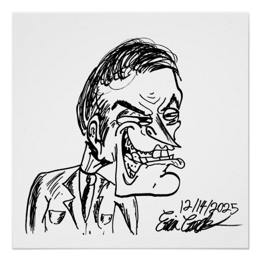 creepy villain cartoon art perfect poster (Voorkant)