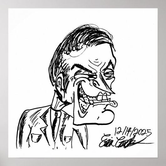 creepy villain cartoon art poster (Voorkant)