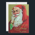 Creepy Vintage Kerstkerstkerstkerstkerstkerstkerst Feestdagenkaart<br><div class="desc">Retro Creepy Vintage Kerstman Smokes Pipe Holiday Card.</div>