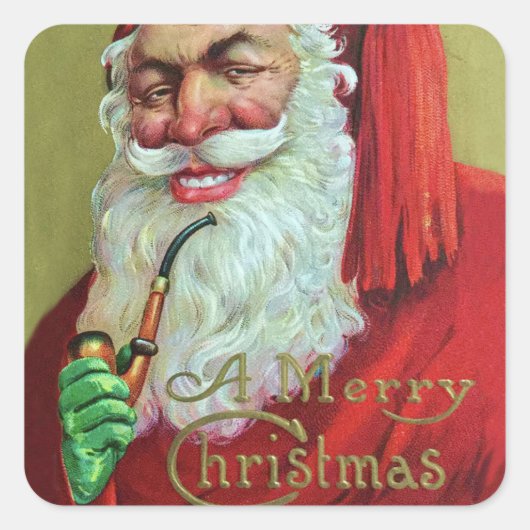Creepy Vintage Kerstkerstkerstkerstkerstkerstkerst Vierkante Sticker (Voorkant)