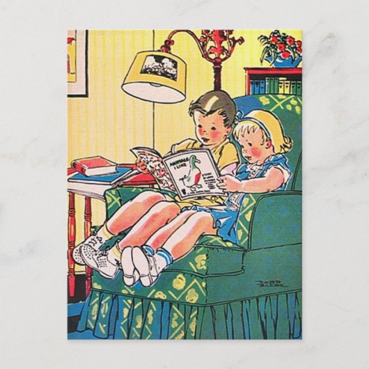 Creepy Vintage Kids Reading Book Briefkaart (Voorkant)