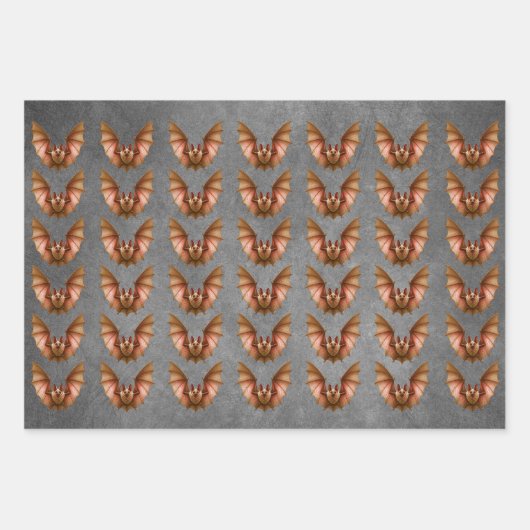 Creepy vliegende Vleermuizen in Roze Sinaasappel G Inpakpapier Vel (Voorkant 2)