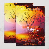 Creepy Volle Maan Pompoenen Halloween Party Kaart (Voorkant / Achterkant)