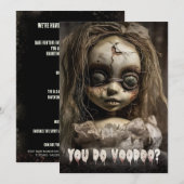 Creepy Voodoo Doll Volwassen Halloween Party Kaart (Voorkant / Achterkant)