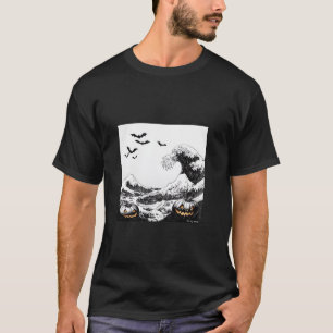 Creepy Wave beroemd gemaakt door Hokusai Halloween T-shirt