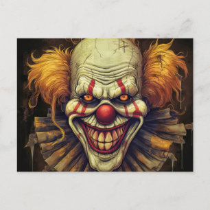 Creepy Weird Carnaval Clown Illustration Art Briefkaart