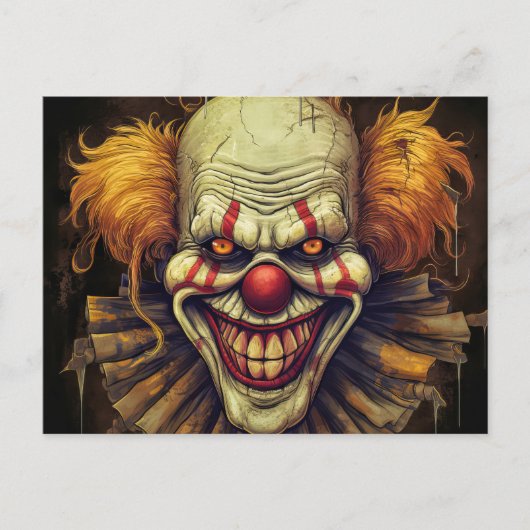 Creepy Weird Carnaval Clown Illustration Art Briefkaart (Voorkant)