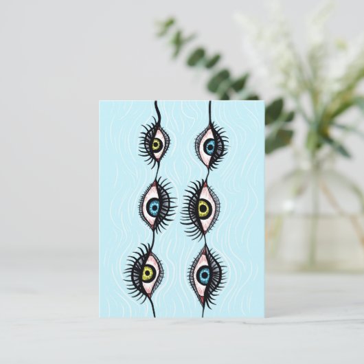 Creepy Weird Eye Garlands Surreal Art Briefkaart (Staand voorkant)