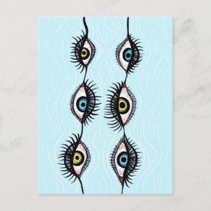 Creepy Weird Eye Garlands Surreal Art Briefkaart
