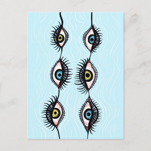 Creepy Weird Eye Garlands Surreal Art Briefkaart (Voorkant)