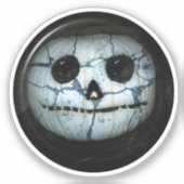 Creepy White Jack-o-lantern Halloween Sticker (Voorkant)