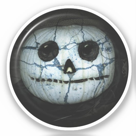 Creepy White Jack-o-lantern Halloween Sticker (Voorkant)