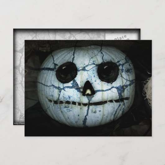 Creepy White Pumpkin Jack-o-Lantern Briefkaart (Voorkant / Achterkant)