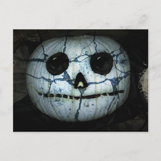 Creepy White Pumpkin Jack-o-Lantern Briefkaart (Voorkant)