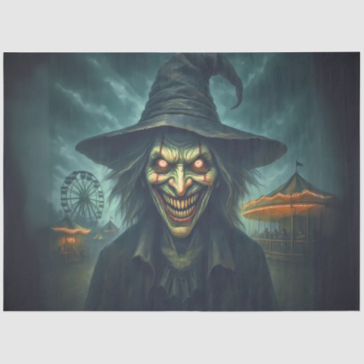 Creepy Witch bij Carnaval - Halloween Horror Tissuepapier (Voorkant)