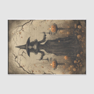 Creepy Witch Eerie Forest Halloween Decoupage Tissuepapier