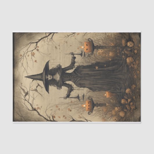 Creepy Witch Eerie Forest Halloween Decoupage Tissuepapier (Voorkant)