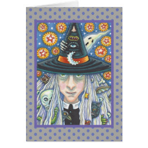 CREEPY WITCH, EVIL EYE, GOTHIC WENSKAART blanco