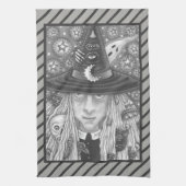 CREEPY WITCH EVIL EYE HALLOWEEN GOTHIC KITCHEN TOW THEEDOEK (Verticaal)