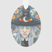 CREEPY WITCH, EVIL EYE, SKULL, HALLOWEEN ORNAMENT (voorkant)