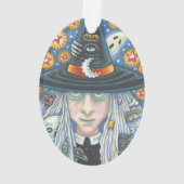 CREEPY WITCH, EVIL EYE, SKULL, HALLOWEEN ORNAMENT (achterkant)