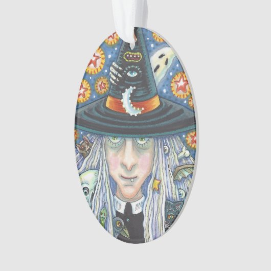 CREEPY WITCH, EVIL EYE, SKULL, HALLOWEEN ORNAMENT (voorkant)