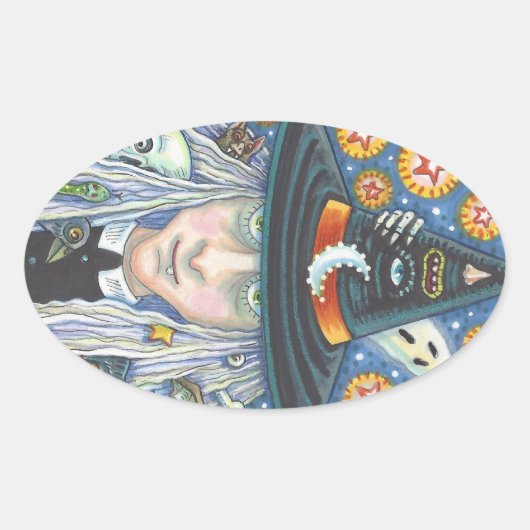 CREEPY WITCH, EVIL EYE, SKULL, VAMPIRE STICKERS (Voorkant)