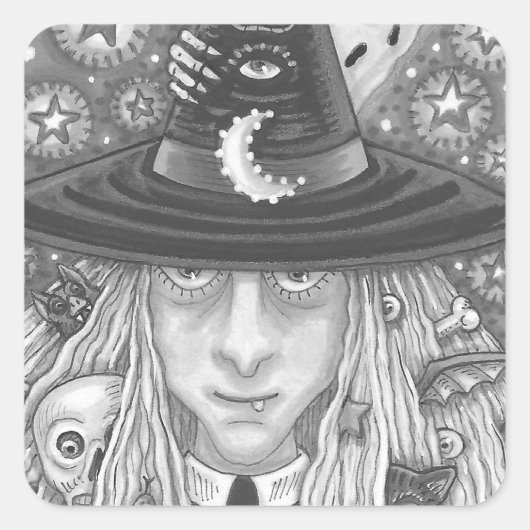 CREEPY WITCH, EVIL EYE, SKULL, VAMPIRE STICKERS (Voorkant)