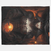 Creepy Witch Halloween Fleece Deken (Voorkant (Horizontaal))