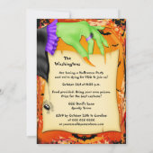 Creepy Witch Hand Halloween Party Kaart (Achterkant)