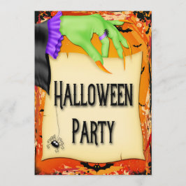 Creepy Witch Hand Halloween Party Kaart