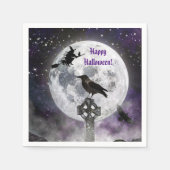 Creepy Witch & Volle Maan Halloween Papier Servet (Voorkant)