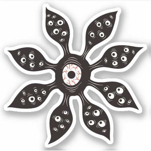 Creepy Witchy Flower Eye Monster Sticker (Voorkant)