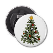 Creepy XMAS | Een zeer gotische kerstboom grunge Button Flesopener (Voorkant)