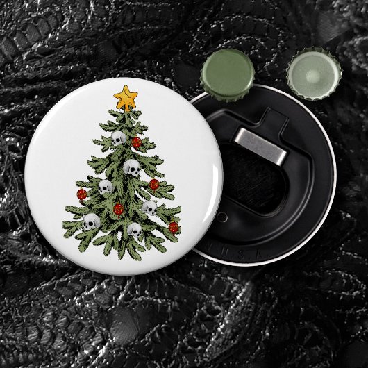 Creepy XMAS | Een zeer gotische kerstboom grunge Button Flesopener