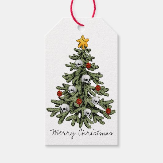 Creepy XMAS | Een zeer gotische kerstboom grunge Cadeaulabel (Voorkant)