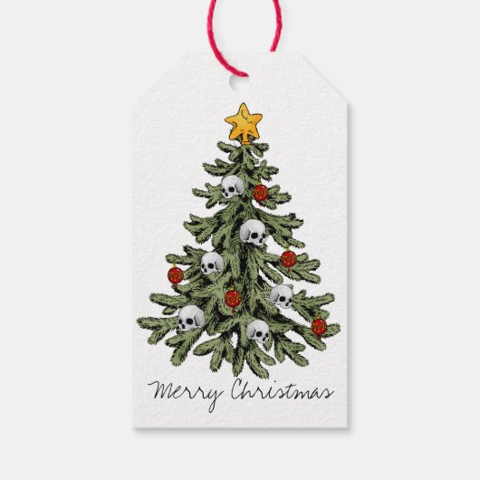 Creepy XMAS | Een zeer gotische kerstboom grunge Cadeaulabel (Achterkant)